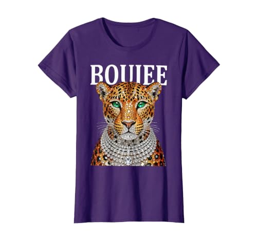 Funny Boujee Leopard Sassy Big Cat Glamorous Animal Lover T-Shirt, Women, Purple, Large