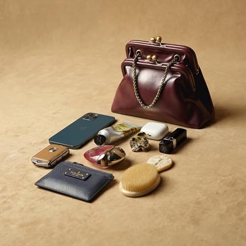 Image of Theater Francesca Vintage Kisslock Clutch Bag for Women Elegant Chain Shoulder Handbag with Structured Frame