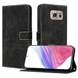 OKZone kompatibel mit Samsung Galaxy S6 Hülle, PU Leder Handyhülle Tasche Wallet Schutzhülle Flip Cover Klappbar Etui mit Magnet Kartenfach TPU Lederhülle(Schwarz)