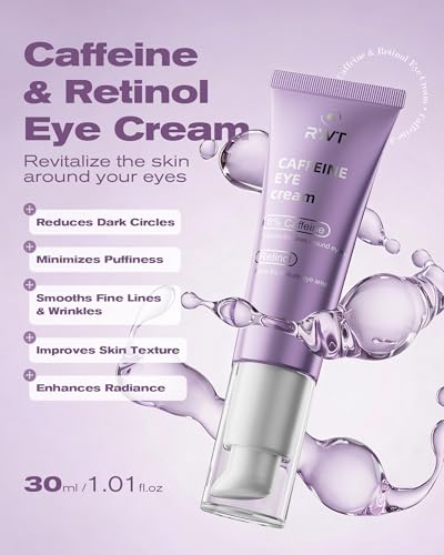 8% Caffeine Eye Cream & Retinol Under Eye Cream to Reduce Dark Circles, Puffiness, Wrinkles and Fine Lines, Anti Aging Under Eyes Serum, 1.01 FL.OZ image 2