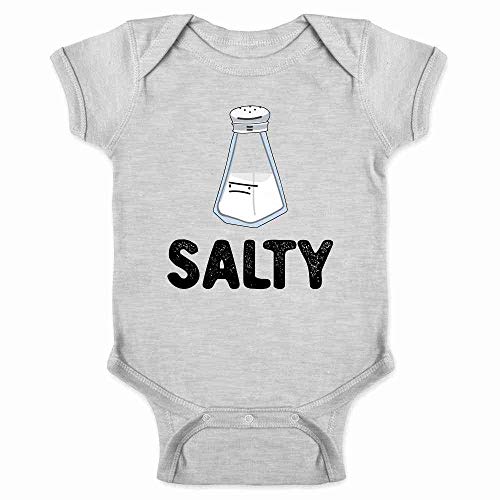 Pop Threads Salty Salt Shaker Funny Cute Cartoon Infant Baby Boy Girl Bodysuit Gray 24M