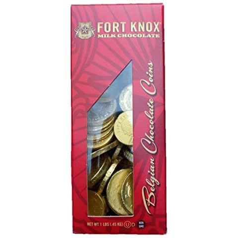 Fort Knox Gold Tone Foil Wrapped Belgian Milk Chocolate Coins, 1 Pound Cover