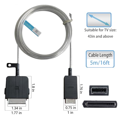 BN39-02470A 16Ft one Connect Cable Compatible with Samsung QLED 4K The Frame TV LS03RAF LS03TAF LS03AAF LS03BAF LS03DAF QN43-85LS03BAF QE65Q95TA QN55LS03TAFXZA QN75LS03DAFXZA QN65Q90RAFXZA QE65Q85R BN39-02470A 16Ft one Connect Cable Compatible with Samsung QLED 4K The Frame TV LS03RAF LS03TAF LS03AAF LS03BAF LS03DAF QN43-85LS03BAF QE65Q95TA QN55LS03TAFXZA QN75LS03DAFXZA QN65Q90RAFXZA QE65Q85R