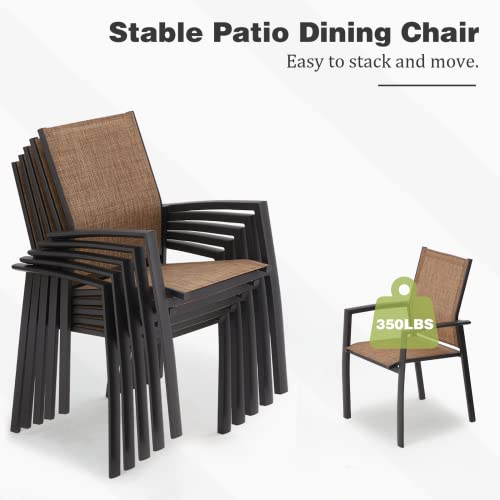 Erinnyees 9 Piece Patio Dining Set, Outdoor 84In Extendable Aluminium Patio Table And Set Of 6 Dining Chairs & 2 Folding 7-Position High Back Reclining Chairs For Garden, Lawn, Yard #TOP5