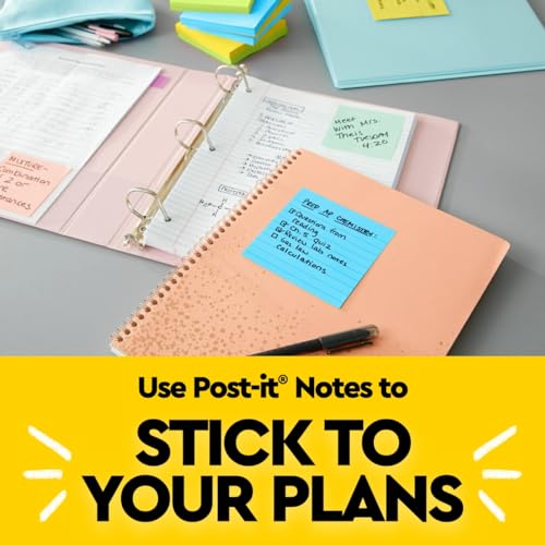 Image of Post-it Notes, 4 in x 4 in, Jaipur Collection Lined, 3 Pads /Pack (675-3AUL) | School Supplies and Office Products