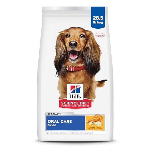 Hill's Science Diet Oral Care, Adult 1-6, Plaque & Tartar Buildup Support, Dry Dog Food, Chicken, Rice, & Barley, 28.5 lb Bag