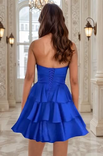 BONOYUER Strapless Tiered Homecoming Dresses 2025 for Teens Short Flowy Chiffon Cocktail Party Dress3