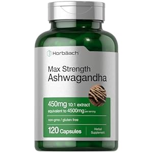 Horbäach Ashwagandha Supplement | Max Strength | 120 Capsules | Non-GMO, Gluten Free