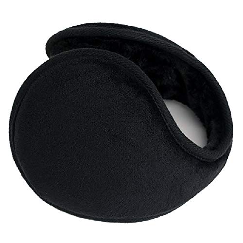 LISM 2022 Upgraded Bigger Ear Warmers for Men and Women - The Warmest Fleece Plush Winter Earmuffs and Super Soft Ear Cover Behind Neck for Outdoor Black