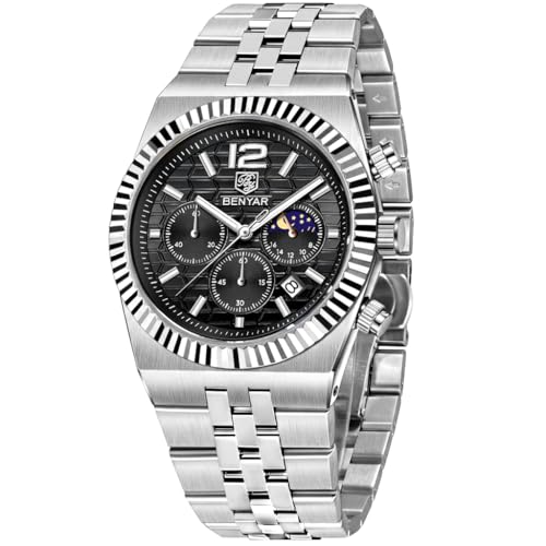 Image of BENYAR Men's Luxury Chronograph Watch Date Window High-Performance Luminous Quartz movment Waterproof -Ideal Gift for Business & Casual Gift Stylish Wristwatch for Men & Boys