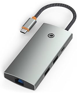 BYNNIX 6 in 1 TypeC Docking Station Aluminum Alloy USB Expansion HUB with Rj45 HDMIcompatible Port for Tablet Computer Screen Multiport Adapter