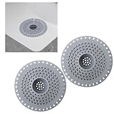 Bath Hair Catcher, Hair Catcher for Shower Drain, Drain Hair Catcher, 2 Pack Silicone Sink Strainer, Prevent Clogging for Bathroom and Kitchen, Easy to Install and Clean, Grey