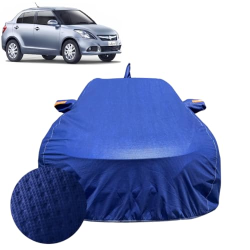 Image of Car Cover for Maruti Suzuki Dzire (2012-2016) | 100% Waterproof Cover with Antenna & Reflective Mirror Pockets | Dustproof, Scratchproof, Heatproof Dzire Car Cover |Soft Cotton Lining| Blue
