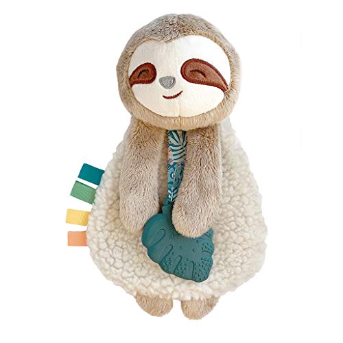 Itzy Ritzy – Itzy Lovey Including Teether – Baby Lovey with Teether, Textured Ribbons & Dangle Arms – Features Crinkle Sound, Sherpa Fabric and Minky Plush (Sloth)