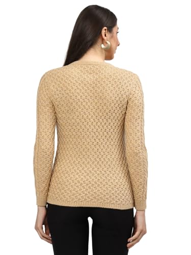 Image of Kalt Women Sweater for Winters Woolen Acrylic Full Sleeve Round Neck Cable Design Cardigan Sweater