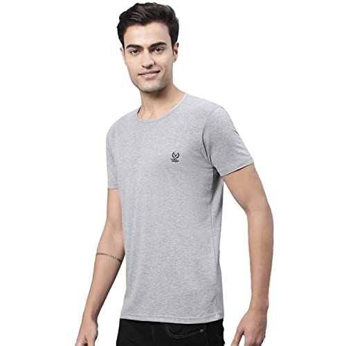 Image of Mack Jonney Men Round Neck Cotton Solid Regular Fit T-Shirt-T Anthraa 01-P