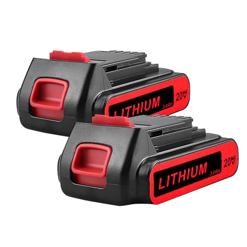 aunstarwei Lot de 2 batteries Li-ion de rechange 3,0 Ah pour Black et Decker 20 V BL1518 BL2018 LBXR20 LBXR2020-OPE LB20 LBX20 BL2018-XJ GKC1825L GTC1850L20 STC1820