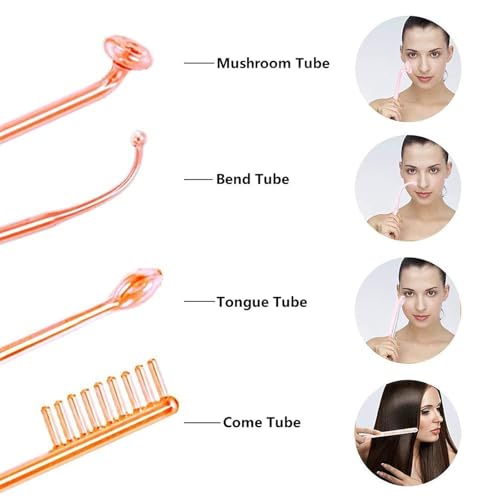 موتيم عصا الوجه عالية التردد، 4 في 1 محمولة يدوية جهاز الوجه عالي التردد مع 4 أنابيب مختلفة