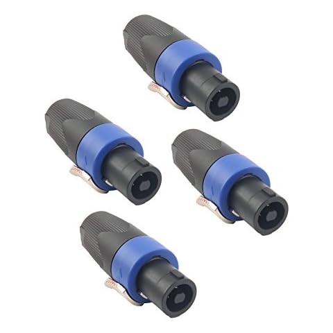 Devinal Professional SpeakOn Speaker Adapter Connectors 4 Pole Plug Twist Lock Compatible with Neutrik Speakon NA4LJ, NA4LJX, NL4MP, NL4MPR, NL4FC, NL4FX, NL4 Series, Speak-On- 4 Pack Cover