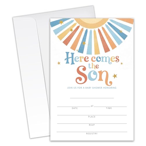 XZMBQ Here Comes the Son! - Cute Baby Shower Invitations - 20 Invitation Cards 4