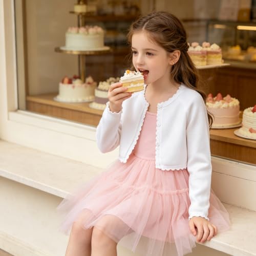 Image of Cropped Shrug Cardigan Girls Cotton Soft Long Sleeve 5-12 Years (Dressy)