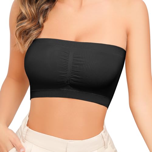 Strapless Wireless Bras for Women Bandeau Bra Seamless Comfort Wirefree Padded Tube Top Bra
