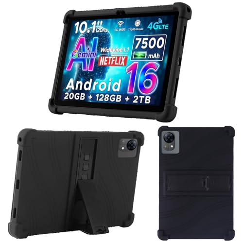 KUSINHOKA Hülle für Doogee Tab G5 10.1 Zoll, Weiche Silikon Tablet Schutzhülle mit Verstellbarer Ständer, Stoßfest Kratzfest Schutzhülle Cover Hülle für Doogee Tab G5, Schwarz
