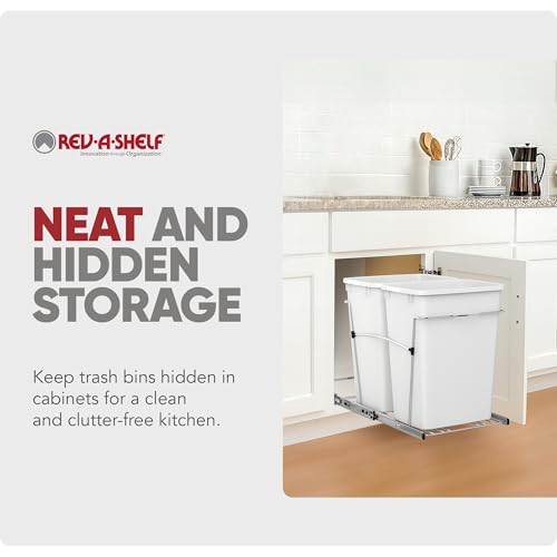 Image of Rev-A-Shelf Double Pullout Garbage Trash Cans for Kitchen Cabinets, 35 Qt