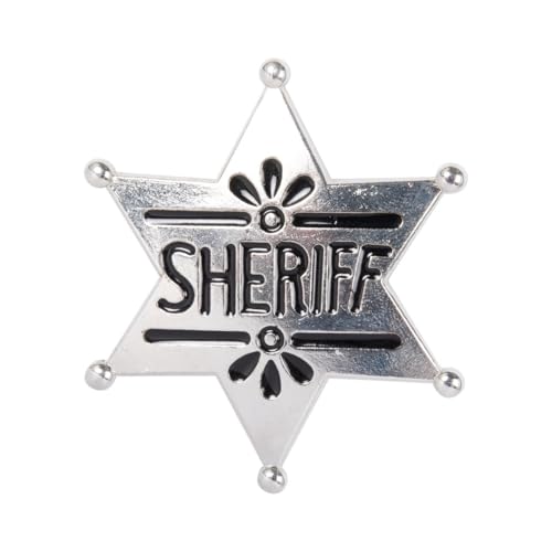 P'TIT Clown - 70108 - Étoile de Shérif, Marshal - Accessoire de Déguisement Cowboy - Farwest, Western - Carnaval, Halloween, Cosplay, Fêtes Costumées, Evènements à Thème - Métal, 5 x 5 cm