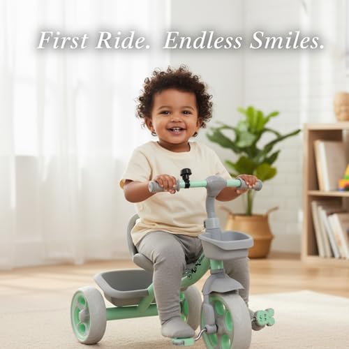 Image of Tricycle for Kids, Tricycles for Kids 2 to 5 Years Boys and Girls, Cycle for 1+ Children, Bike with EVA Tech Wheels, Super, Sea Green