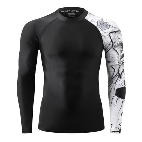 HUGE SPORTS Men's Swim Shirts Long Sleeve UPF 50+ Rash Guard Sun Shirts UV Sun Protection2