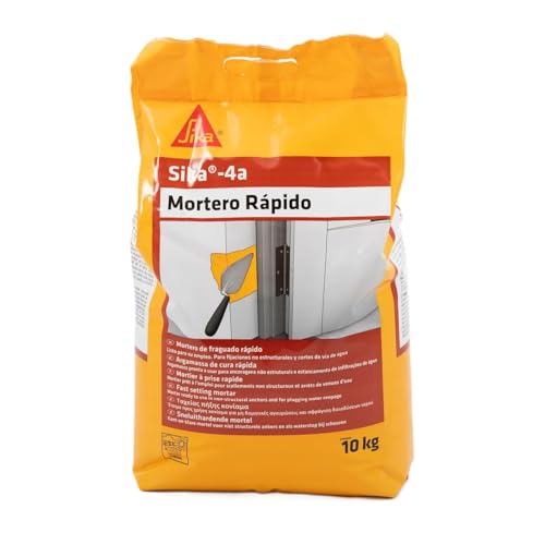 SIKA - Mortero rápido - Sika 4A - Gris - Listo para su empleo - Para fijaciones de marcos, anclajes no estructurales y para cortar filtraciones de agua - 10kg