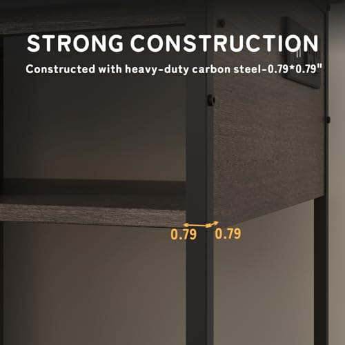 Image of 40-50 Gal Fish Tank Stand with Cabinet Storage, Power Outlet, Brown