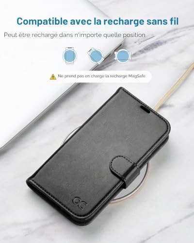 Coque iPhone 13 Mini antichoc housse portefeuille RFID noir - 5