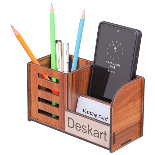 Image of Deskart Multipuropse Pen Holder Stand for Office Desk and Study Table | Multipurpose Stylish Stationary Organizer (Prime, With Name Printing, Pen Holder)