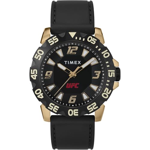Image of TIMEX UFC Champ Analog Watch for man with Black Round Dial & Black Silicone Strap Band Water Resistant Men's Wrist Watches - TW2V84400X6