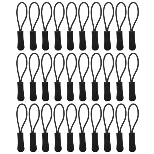 Alipis Tiradores de Cremallera Negros 30 Piezas, Cuerda Portátil Resistente Antideslizante para Mochilas, Ropa Deportiva y Equipaje, Cordón Ligero para Extensión y Reemplazo de