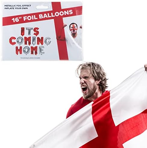 VFM - It's Coming Home Balloons 16" Fun Foil Letters Football, Match Day, Party Celebrations, Three Lions, England Decorations For The World Cup Final