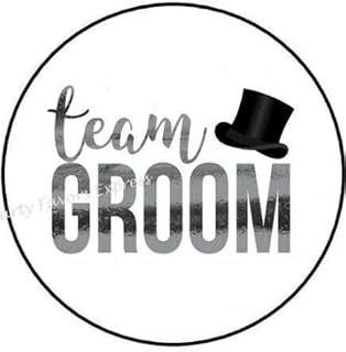 30 Pcs 1.5" Inch Team Groom Wedding Stickers - Waterproof Paper Stickers - Modern, Contemporary Style - Black