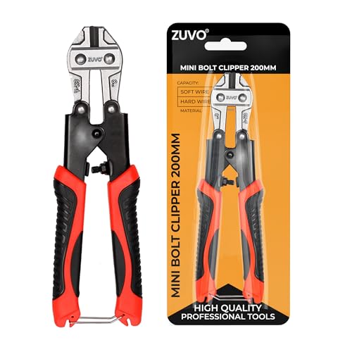 Zuvo Tagliabulloni professionale resistente da 20,3 cm per lucchetti, catene e metallo, strumento manuale compatto e durevole per taglio di precisione con facilità