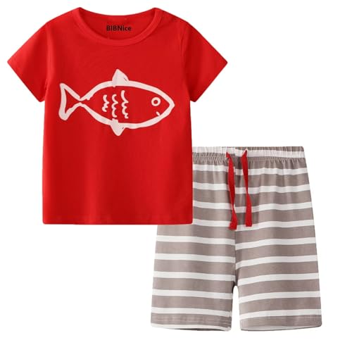 Image of Toddler Boy Clothes Kids Summer Cotton Outfits Shirt Short Sets Size 2-7