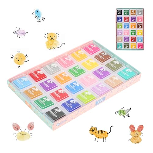 WQDD STANPET Set de 24 Almohadillas de Tinta Lavables para Niños – Tinta para Huellas de Colores, Ideal para Sellos, Manualidades, Scrapbooking y Tarjetas DIY