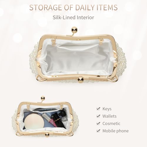 Image of UBORSE Women Vintage Floral Beaded Rhinestone Embroidery Clutch Evening Handbag Wedding Party Purse Vintage Bags