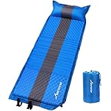 MOVTOTOP Self Inflating Sleeping Pad (77.2×26.8×1.2 inches), Comfortable Foam Camping Mat with Pillow Light Weight Camping Air Mattress for Hiking Backpacking Indoor Party