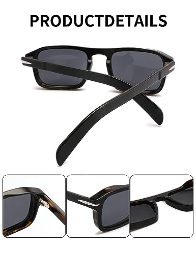 Small Rectangular Polarized Sunglasses for Men and Women with 100% UV Protection and HD Lens - Model 14044