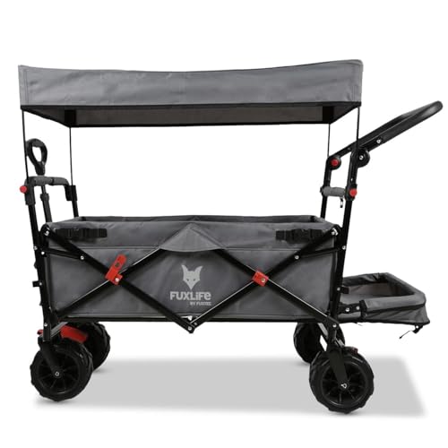 FUXTEC Beach Bollerwagen faltbar FX-CTB800 Grau mit Dach - Strandwagen klappbar |extra breite Räder | Schiebegriff & Innenraumverlängerung | Feststellbremse | Handwagen/Leiterwagen – Das Original FUXTEC Beach Bollerwagen faltbar FX-CTB800 Grau mit Dach - Strandwagen klappbar |extra breite Räder | Schiebegriff & Innenraumverlängerung | Feststellbremse | Handwagen/Leiterwagen – Das Original