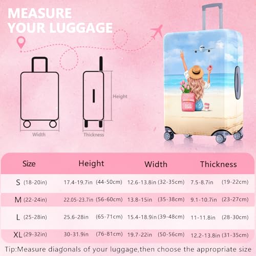 Vehcimbev Holiday Beach Luggage Cover Washable Elastic Gir/Women Aeroplane Travel Suitcase Cover Anti-scratch Suitcase cover Fits 18-20 Inch Luggage Cover by Vehcimbev - Used condition - Image 5