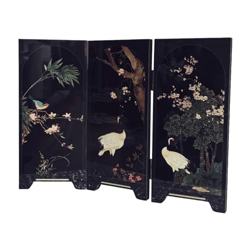 Gralara Mini Plegable de 3 Paneles, Regalo Oriental, Separador Decorativo para Sala de Estar, encimera, Dormitorio, Entrada, Style C