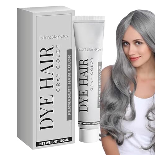 Tinte de cabello gris, color de cabello temporal, tinte de cabello metálico plateado, función fácil de usar y duradera, nutritiva, 100 ml para mujeres, hombres