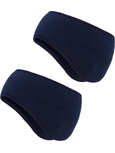 Boao 2 Pieces Ear Warmer Headbands Fleece Winter Headbands for Adult Kids Winter Using (Navy Blue)